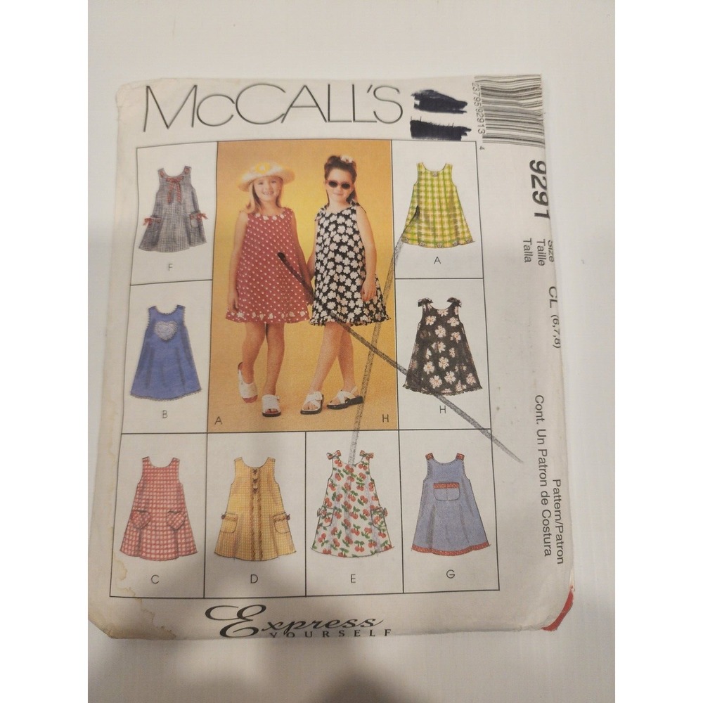 McCall's Express Yourself Pattern #9291 Girls Dresses Sizes‎ 2-8  Uncut